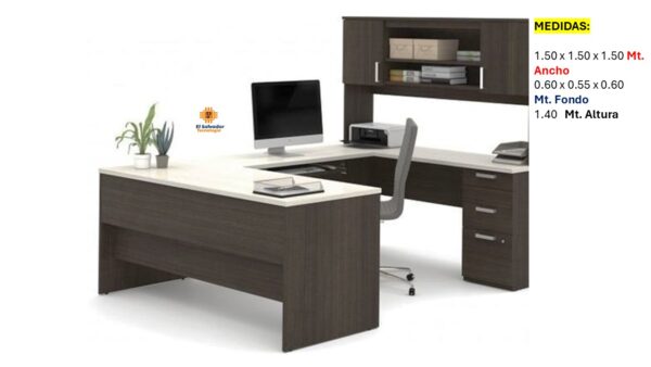 Escritorio Modular en L Multi Usos - TLS 859 - 1.50m x 1.50m Ancho x 0.60m Fondo x 1.40m Altura