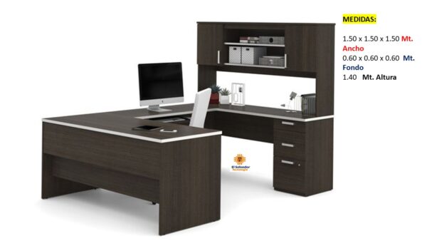 Escritorio Modular en L Multi Usos - TLS 860 - 1.50m x 1.50m Ancho x 0.60m Fondo x 1.40m Altura