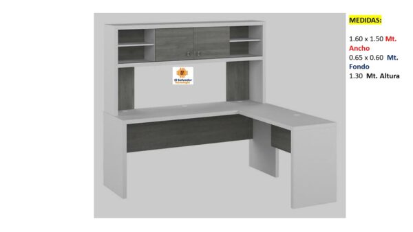 Escritorio Modular en L Multi Usos - TLS 864 - 1.60m x 1.50m Ancho x 0.65m Fondo x 1.30m Altura