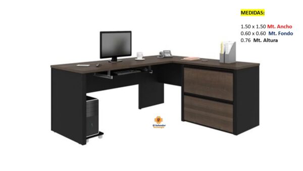 Escritorio Modular en L Multi Usos - TLS 865 - 1.50m x 1.50m Ancho x 0.60m Fondo x 0.76m Altura