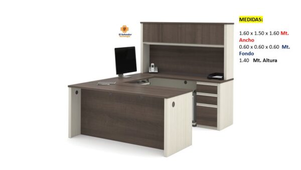 Escritorio Modular en L Multi Usos - TLS 868 - 1.60m x 1.50m Ancho x 0.60m Fondo x 1.40m Altura