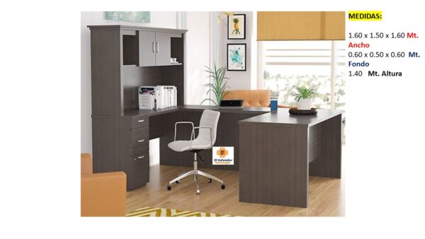 Escritorio Modular en L Multi Usos - TLS 869 - 1.60m x 1.50m Ancho x 0.60m Fondo x 1.40m Altura