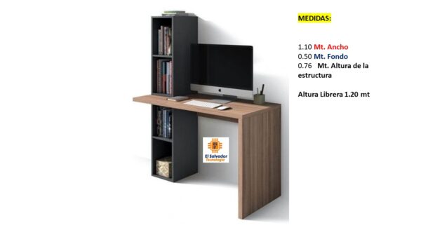 Escritorio Modular con Librera - TLS 662 - 1.10m Ancho x 0.50m Fondo x 0.76m Altura