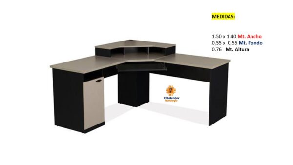 Escritorio Modular en L - TLS 677 - 1.50m x 1.40m Ancho x 0.55m Fondo x 0.76m Altura