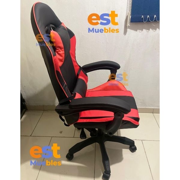 Silla Gaming Económica Rojo con Negro - Soporta 220 Lb - 64395