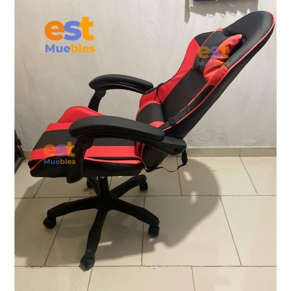 Silla Gaming Económica Rojo con Negro - Soporta 220 Lb - 64395