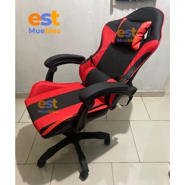 Silla Gaming Económica Rojo con Negro - Soporta 220 Lb - 64395
