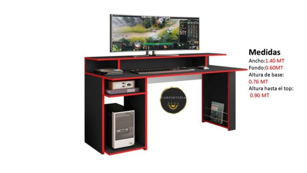 Escritorio Modular Gaming TLS 1057 - 1.40m Ancho x 0.60m Fondo x 0.76m Altura base