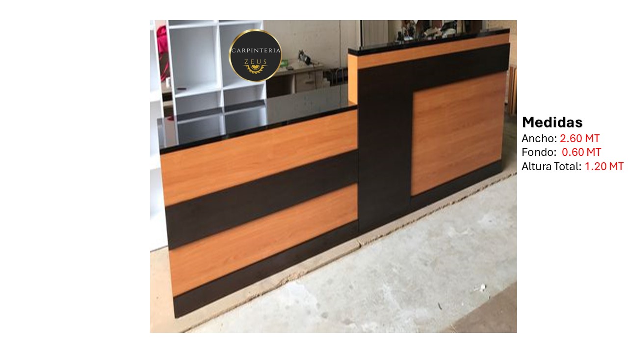 Recepción Modular de Melamina - TLS 1075 - 2.60m Ancho x 0.60m Fondo x 1.20m Altura