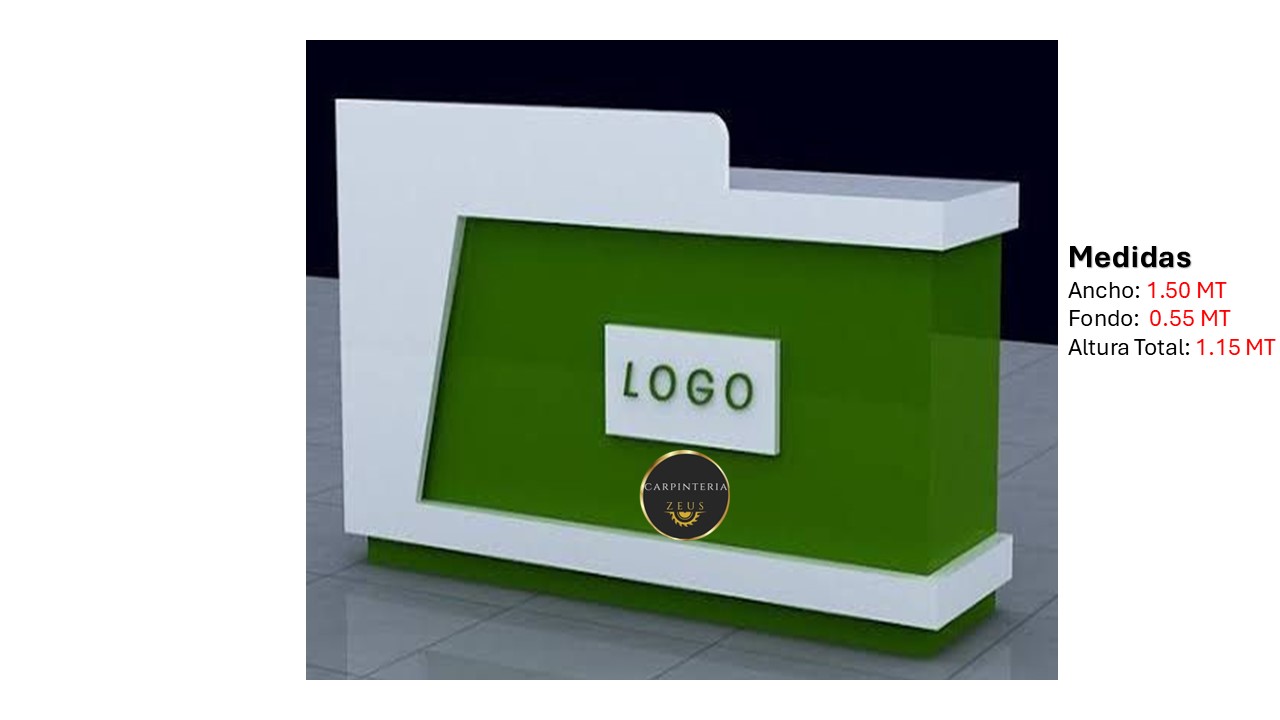 Recepción Modular de Melamina - TLS 1077 - 1.50m Ancho x 0.55m Fondo x 1.15m Altura