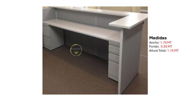 Recepción Modular en L de Melamina - TLS 1109 - 1.70m Ancho x 0.55m Fondo x 1.15m Altura