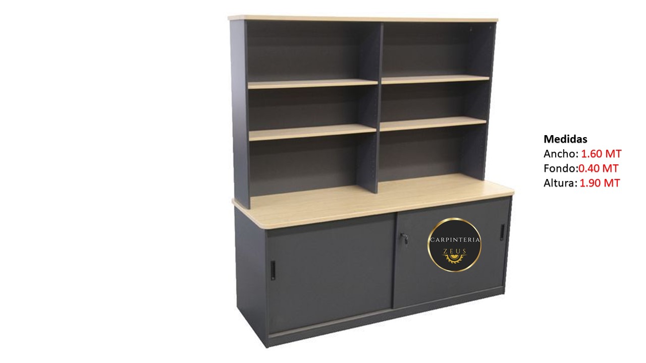 Credenza Multifuncional de Melamina - TLS 1161 - 1.60m Ancho x 0.40m Fondo x 1.90m Altura