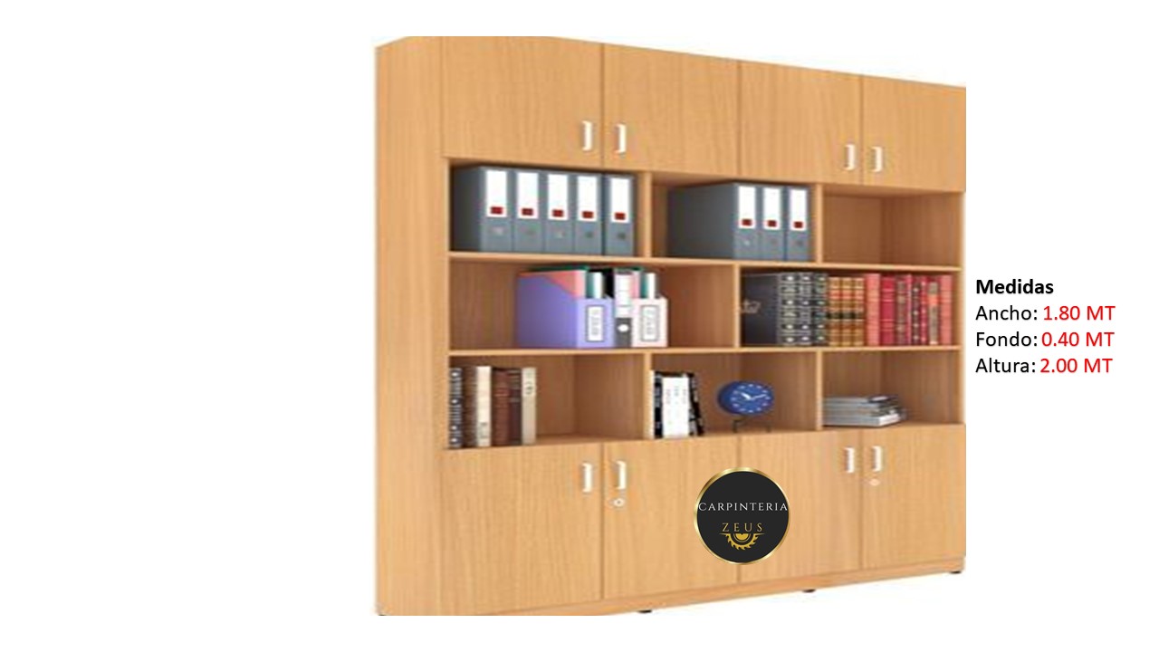 Credenza Multifuncional de Melamina - TLS 1159 - 1.80m Ancho x 0.40m Fondo x 2.00m Altura