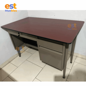 Escritorio Secretarial CMK - Estructura Gris - Cubierta Color Vino - 1.20 Ancho x 0.70 Profundidad x 0.75 Altura