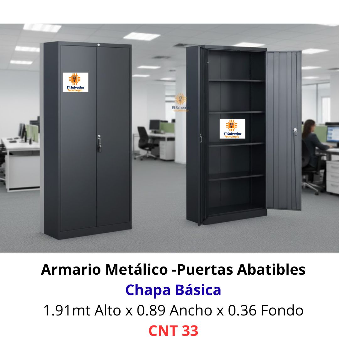 Armario de Oficina Metalico de Puertas Abatible Chapa Basica CNT 33 en El Salvador Tecnologia