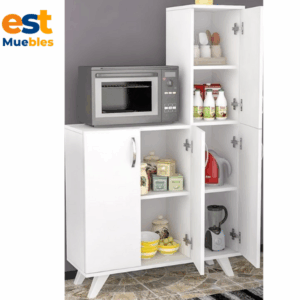 Elegante mueble para la cocina color blanco con capacidad de almacenamiento-TLS-3494