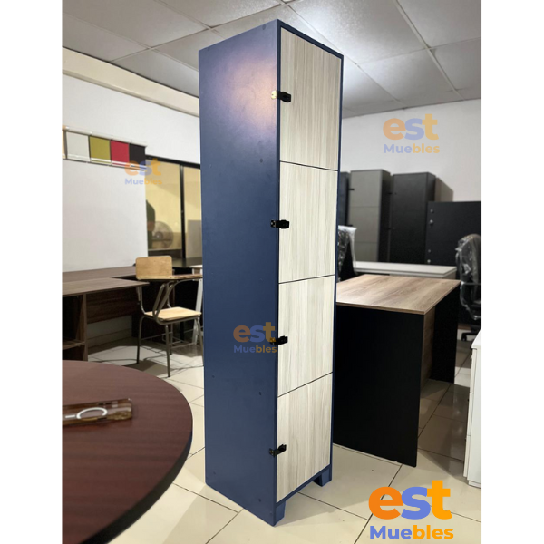 Locker de 4 Puertas - de Melamina con Cierre de Argolla con Candados TLS 3008 - 1.80 Mt Alto x 0.40 Ancho x 0.40 Fondo