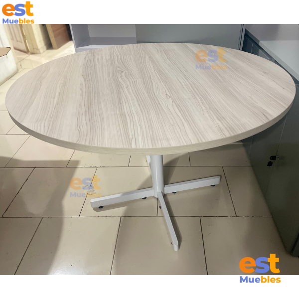 Mesa de Reunion Circular - 1.20 Diametro para 6 personas - Color Blanco- Lucy-4 CNT 96