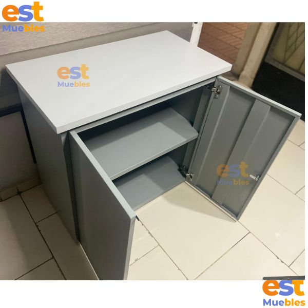 Credenza Para Oficina Pequeña - Importada Calidad Premiun - 0.76 Alto x 0.81 Ancho x 0.41 Profundidad - Esctructura y Cubierta Color Gris - CNT AC1-11692 - 0.77 m ancho x 0.40 fondo x 0.76 alto