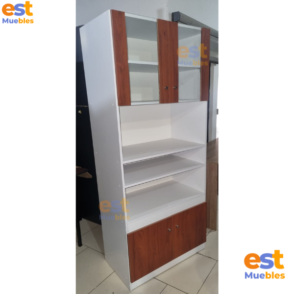 Mueble de Cocina de Melamina con Puertas de Vidrio - TLS ESPECIAL- 1.85 m alto x 0.80 m ancho x 0. 46 m fondo