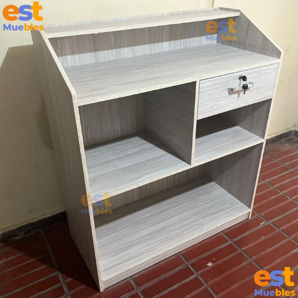 Mueble de Caja para Área de Cobros Facturación y Punto de Ventas - TLS 964 Pinot Gris - 1.00m Ancho x 0.45m Fondo x 1.15m Alto