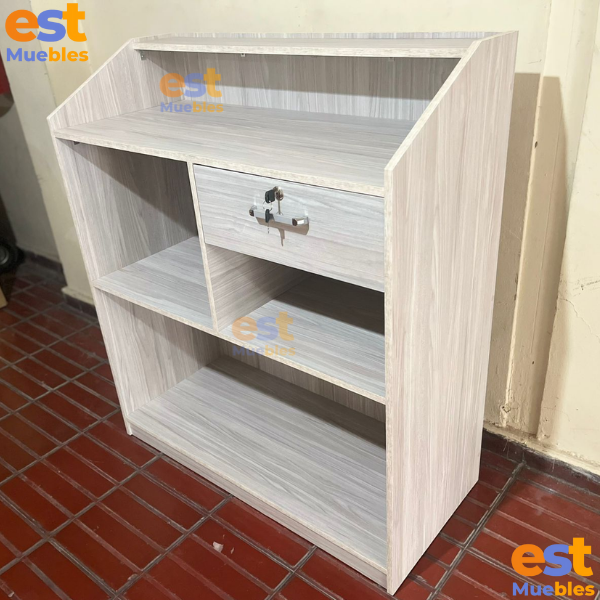 Mueble de Caja para Área de Cobros Facturación y Punto de Ventas - TLS 964 Pinot Gris - 1.00m Ancho x 0.45m Fondo x 1.15m Alto