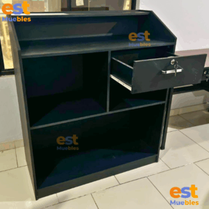 Mueble de Caja para Área de Cobros Facturación y Punto de Ventas - TLS 964 Negro- 1.00m Ancho x 0.45m Fondo x 1.15m Alto
