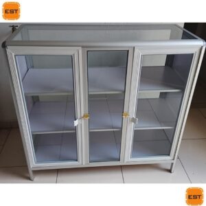 Vitrina Exhibidora Mediana PLUS - De Puertas Abatibles -1 mt Ancho x 0.96 Altura X 0.40 Fondo - Aleta Porta Candado y Patas Fijas  - MAX -24