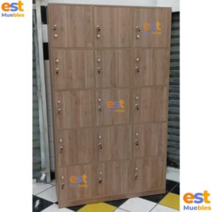 Locker de 15 Puertas de Melamina con llave- TLS 37 Caramelo - 2.00m Alto x 1.20m Ancho x 0.40m Fondo