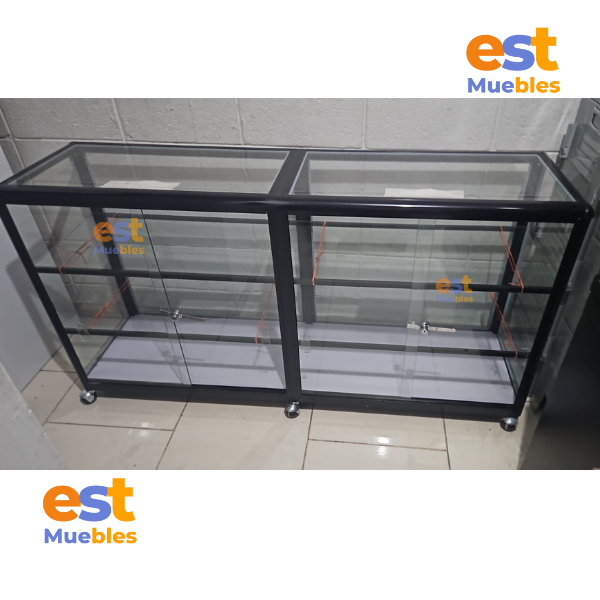 Vitrina de Vidrio Con Rodos y Puertas Corredizas con llave