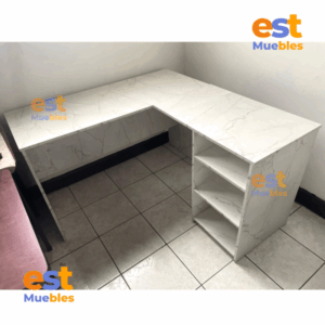 Escritorio en L multifuncional - TLS 14 White Deluxe- 1.30 m x 1.35 Ancho x 0.50m Fondo x 0.76m Altura
