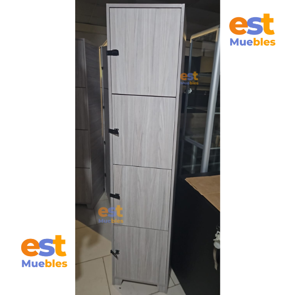 Locker de 4 Puertas - de Melamina con Cierre de Argolla con Candados TLS 3009 - 1.80 Mt Alto x 0.40 Ancho x 0.40 Fondo