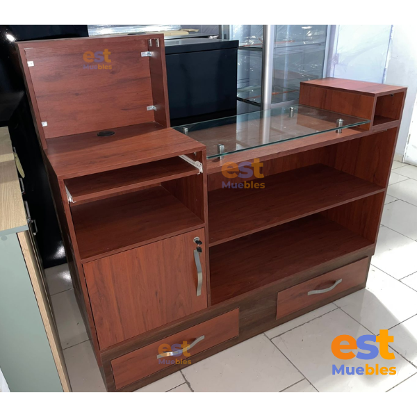 Mueble para Punto de Ventas - TLS 912 Especial con top de vidrio - 1.52 m ancho x 1.37 m alto x 0.47 m fondo