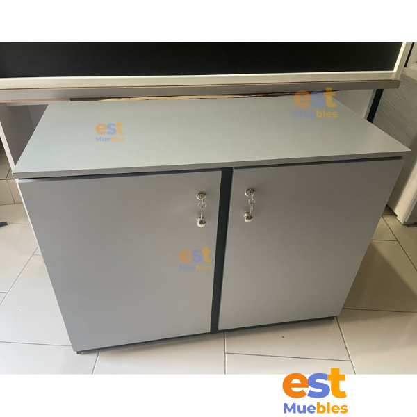 Credenza de puertas abatibles-TLS-4036 Gris - 99 cm ancho x 47 cm fondo x 77 cm alto