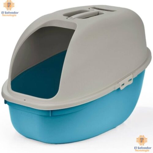 FRN-DEC0006 ARENERO PARA GATO 60 cm x 40.5 cm x 40.5 cm PLASTICO GRIS-TURQUESA CON TAPA Y PALA $45.85 ya incluye iva