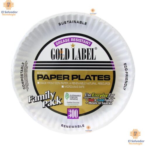 PRT-KIT0004 Platos de Papel Desechables 300 Unidades de 23 cm $25.99 ya incluye IVA