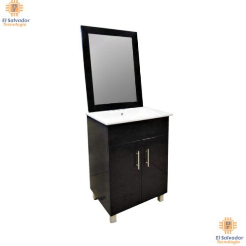VDI-MOB0013 Gabinete con lavamanos y espejo color negro de 60 X 46.5 X 87 Cm $265.50 ya incluye IVA