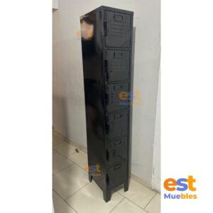 Locker 6 puertas - PREMIUN JNX - Aleta Porta Candado -1.80 m Alto x 0.30 m Ancho x 0.40 Fondo - Negro