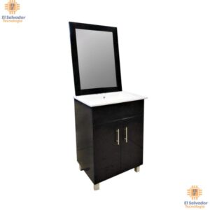 Gabinete con lavamanos y espejo color negro de 60 X 46.5 X 87 Cm