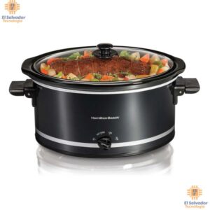 Olla ovalada negra de cocción lenta 7.5 l