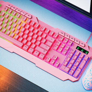 Kit de teclado y mouse gamer rosa Xtech