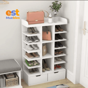 Zapatera multifuncional con gavetas inferiores en melamina ZAP-0010 | 69cm Ancho x 28cm Fondo x 110 cm Alto