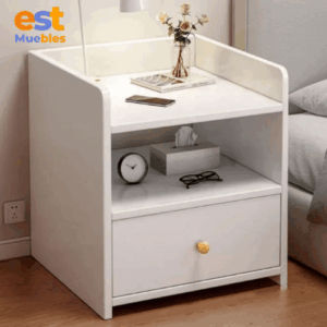Mesa de noche con repisas y gaveta inferior MN-0013