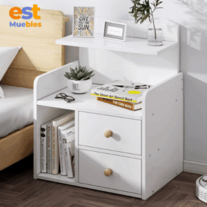Mesa de noche multifuncional con gavetas MN-0015 | 49cm Ancho x 30cm Fondo x 60cm Alto