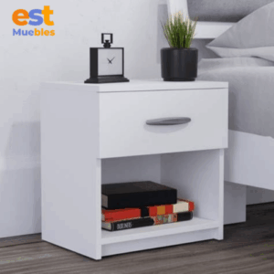 Mesa de noche ideal guardado de objetos personales y accesorios MN-0019 | 43cm Ancho x 37cm Fondo x 47cm Alto