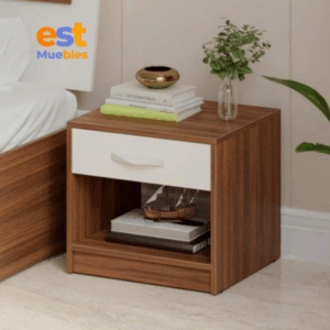 Compacta mesa de noche en melamina MN-0021 | 43cm Ancho x 39cm Fondo x 42cm Alto