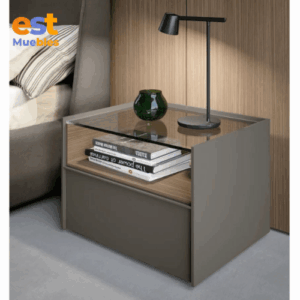 Mesa de noche con gaveta en melamina MN-0028 | 50cm Ancho x 40cm Fondo x 60cm Alto