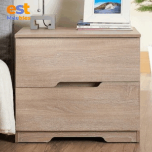 Compacta mesa de noche con gavetas en melamina MN-0003 | 40cm Ancho x 40cm Fondo x 40cm Alto