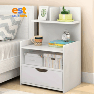 Mesa de noche multifuncional con gavetas y repisas MN-0039 | 48cm Ancho x 31cm Fondo x 81cm Alto