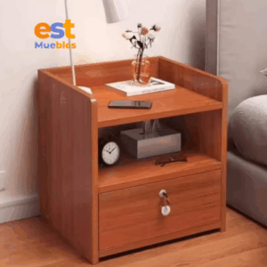 Mesa de noche con repisa y gaveta MN-0042 | 33cm Ancho x 27cm Fondo x 42cm Alto